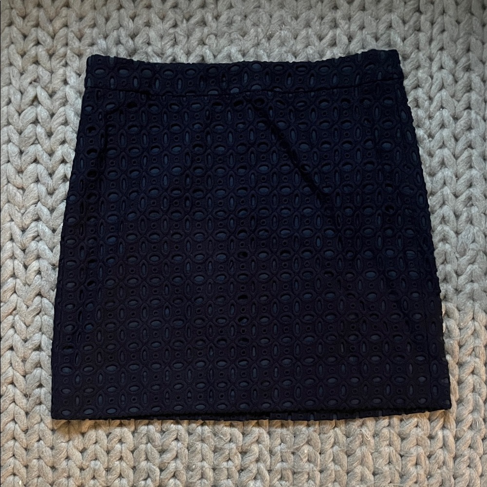 J. Crew Navy Blue Eyelet Mini Skirt